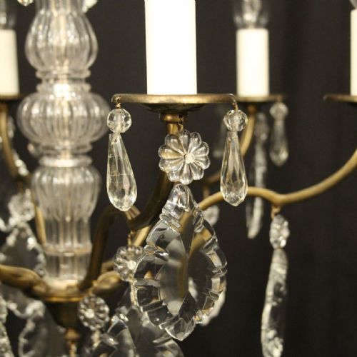 FRENCH GILDED BRASS 6 LIGHT CHANDELIER - ADDITIONAL PHOTO 5