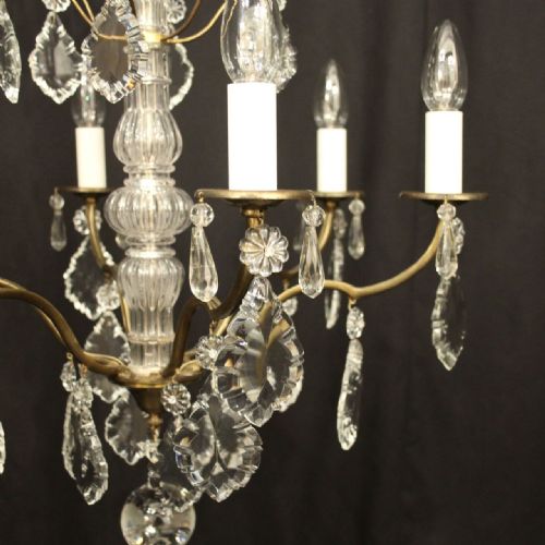 FRENCH GILDED BRASS 6 LIGHT CHANDELIER - ADDITIONAL PHOTO 6