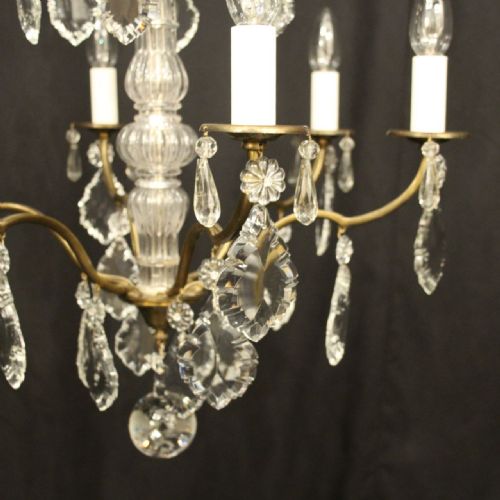 FRENCH GILDED BRASS 6 LIGHT CHANDELIER - ADDITIONAL PHOTO 8
