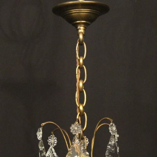 FRENCH GILDED BRASS 6 LIGHT CHANDELIER - ADDITIONAL PHOTO 9