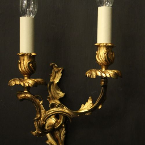 FRENCH PAIR OF GILDED BRONZE ANTIQUE WALL LIGHTS - ADDITIONAL PHOTO 2
