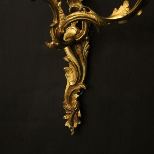 FRENCH PAIR OF GILDED BRONZE ANTIQUE WALL LIGHTS - ADDITIONAL PHOTO 8