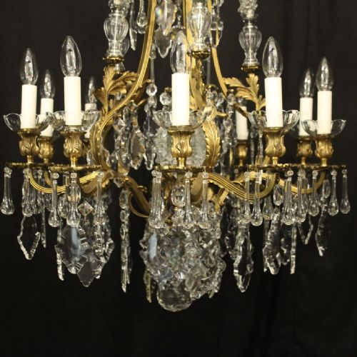 FRENCH GILDED BRONZE CRYSTAL 11 LIGHT ANTIQUE CHANDELIER - ADDITIONAL PHOTO 3