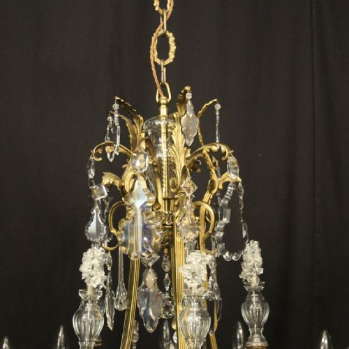 FRENCH GILDED BRONZE CRYSTAL 11 LIGHT ANTIQUE CHANDELIER - ADDITIONAL PHOTO 8