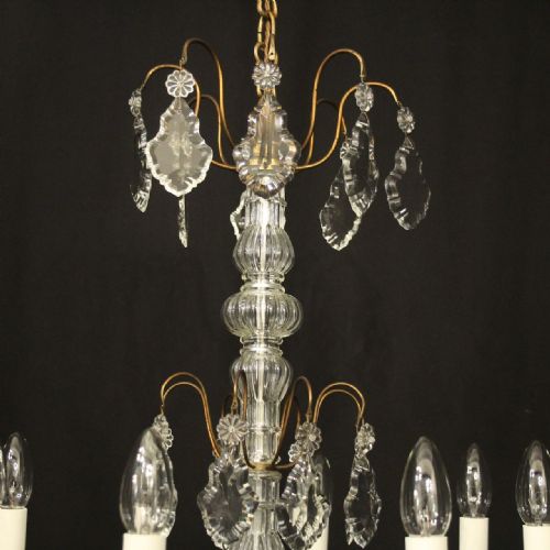 FRENCH GILDED BRASS 8 LIGHT ANTIQUE CHANDELIER - ADDITIONAL PHOTO 8