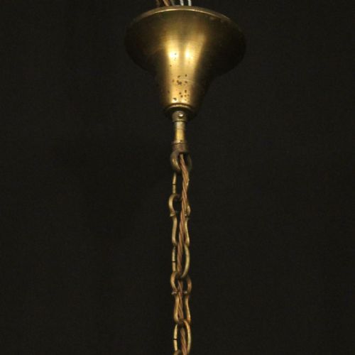 FRENCH GILDED BRASS 8 LIGHT ANTIQUE CHANDELIER - ADDITIONAL PHOTO 9
