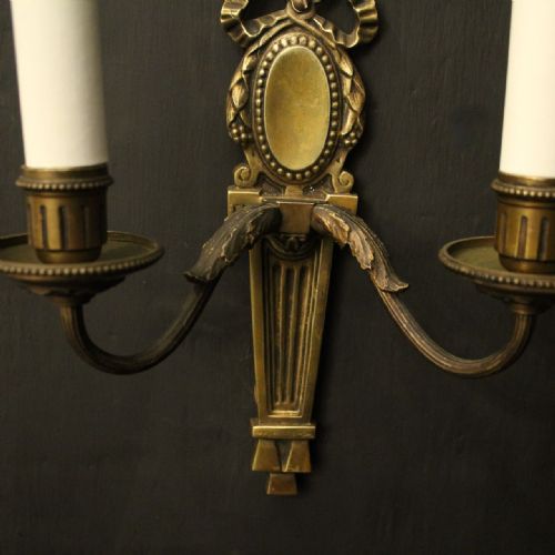 FRENCH PAIR OF GILDED TWIN ARM WALL LIGHTS - ADDITIONAL PHOTO 3