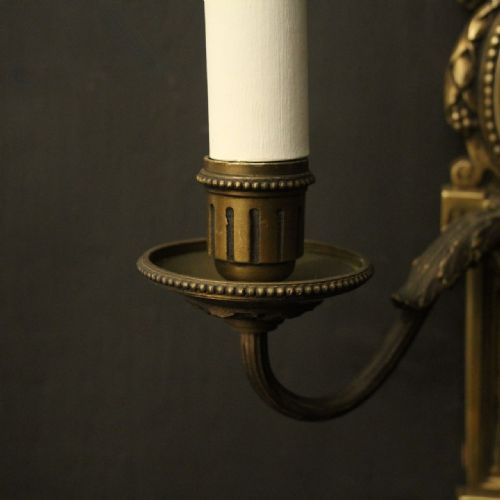 FRENCH PAIR OF GILDED TWIN ARM WALL LIGHTS - ADDITIONAL PHOTO 6