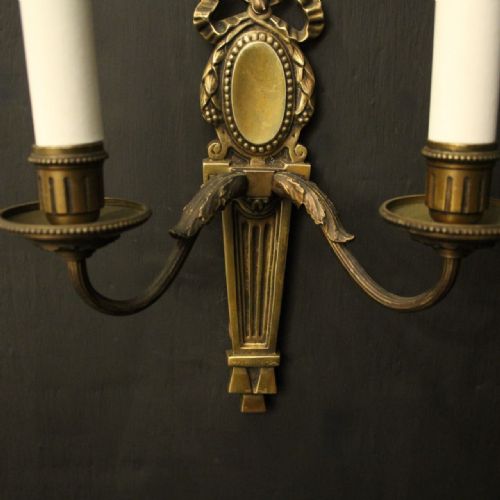FRENCH PAIR OF GILDED TWIN ARM WALL LIGHTS - ADDITIONAL PHOTO 8