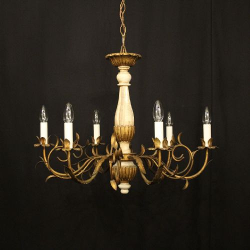 florentine 6 light giltwood antique chandelier - CATEGORY: ANTIQUE LIGHTING - DATED 1920