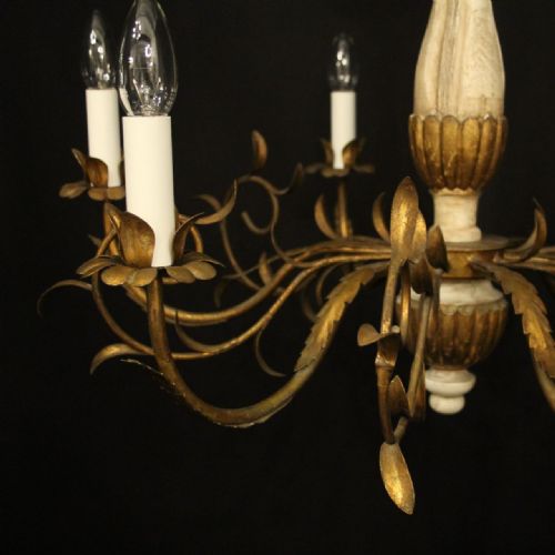 FLORENTINE 6 LIGHT GILTWOOD ANTIQUE CHANDELIER - ADDITIONAL PHOTO 1