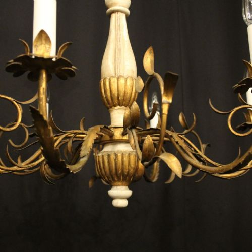 FLORENTINE 6 LIGHT GILTWOOD ANTIQUE CHANDELIER - ADDITIONAL PHOTO 2