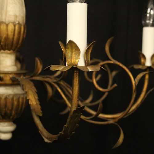 FLORENTINE 6 LIGHT GILTWOOD ANTIQUE CHANDELIER - ADDITIONAL PHOTO 3