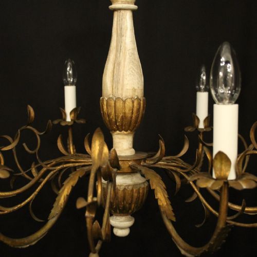 FLORENTINE 6 LIGHT GILTWOOD ANTIQUE CHANDELIER - ADDITIONAL PHOTO 4