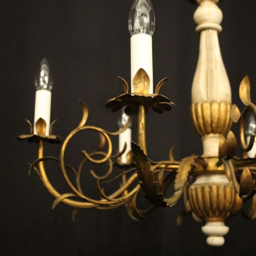 FLORENTINE 6 LIGHT GILTWOOD ANTIQUE CHANDELIER - ADDITIONAL PHOTO 6