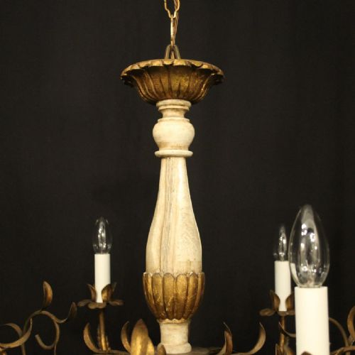 FLORENTINE 6 LIGHT GILTWOOD ANTIQUE CHANDELIER - ADDITIONAL PHOTO 7