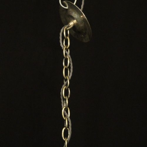 ENGLISH SILVER GILDED 6 LIGHT ANTIQUE CHANDELIER - ADDITIONAL PHOTO 9