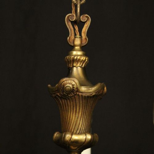 FRENCH GILDED BRONZE 6 LIGHT ANTIQUE CHANDELIER - ADDITIONAL PHOTO 8