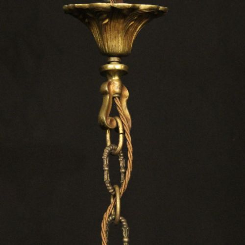 FRENCH GILDED BRONZE 6 LIGHT ANTIQUE CHANDELIER - ADDITIONAL PHOTO 9