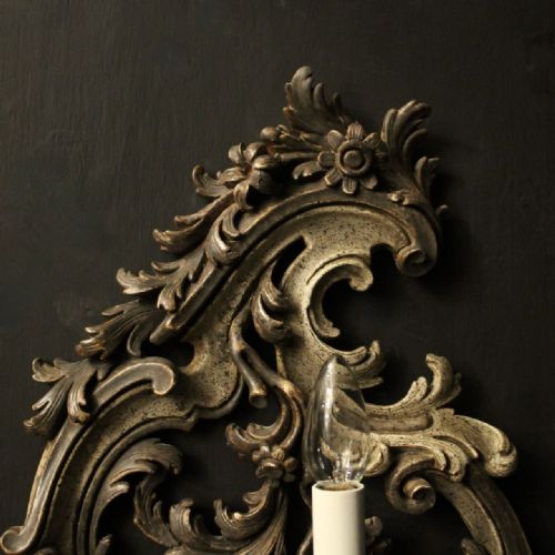 FLORENTINE SILVER GILTWOOD 4 ARM ANTIQUE WALL LIGHTS - ADDITIONAL PHOTO 8