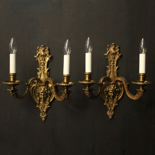 FRENCH 19TH CENTURY PAIR OF BRONZE ANTIQUE WALL SCONCES