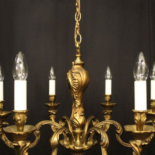 FRENCH GILDED BRONZE 6 LIGHT ANTIQUE CHANDELIER - ADDITIONAL PHOTO 7