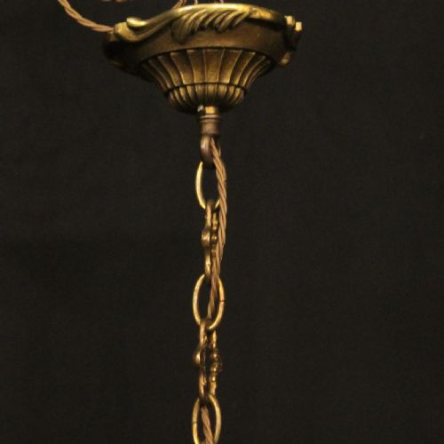 FRENCH GILDED BRONZE 6 LIGHT ANTIQUE CHANDELIER - ADDITIONAL PHOTO 9