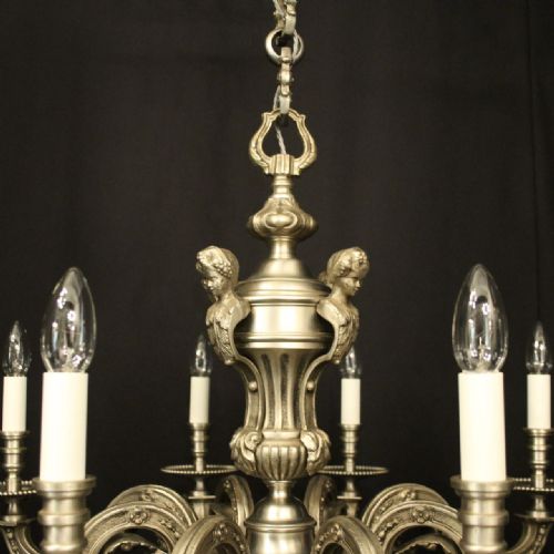 FRENCH SILVER BRONZE 8 LIGHT ANTIQUE CHANDELIER - ADDITIONAL PHOTO 8