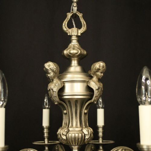 FRENCH SILVER BRONZE 8 LIGHT ANTIQUE CHANDELIER - ADDITIONAL PHOTO 9