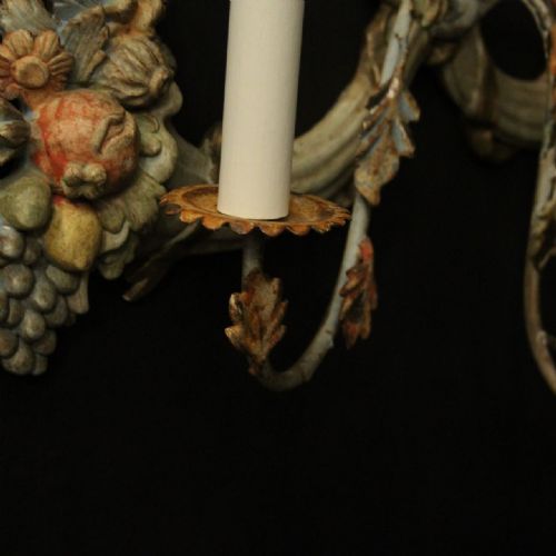 ITALIAN WOODEN POLYCHROME SINGLE ANTIQUE WALL LIGHT - ADDITIONAL PHOTO 8