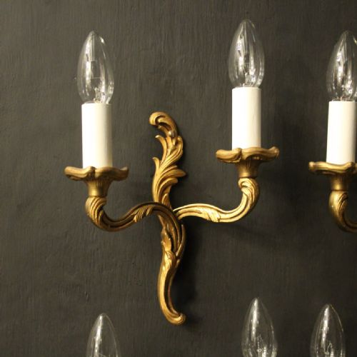 FRENCH SET OF 4 GILDED ANTIQUE WALL LIGHTS - ADDITIONAL PHOTO 1