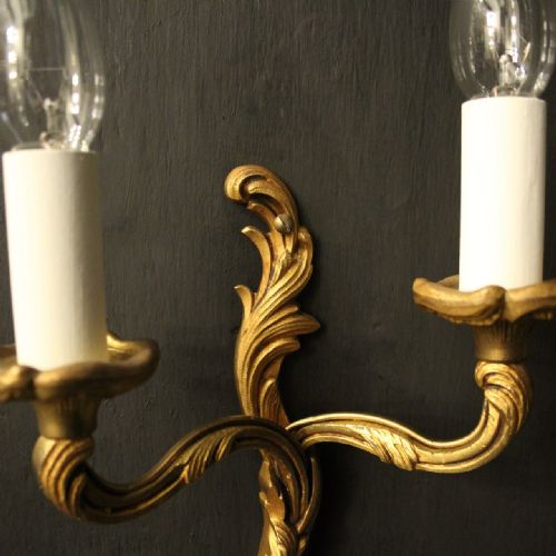 FRENCH SET OF 4 GILDED ANTIQUE WALL LIGHTS - ADDITIONAL PHOTO 2