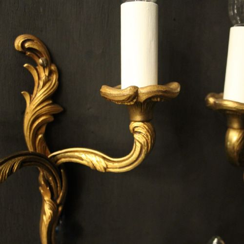 FRENCH SET OF 4 GILDED ANTIQUE WALL LIGHTS - ADDITIONAL PHOTO 3