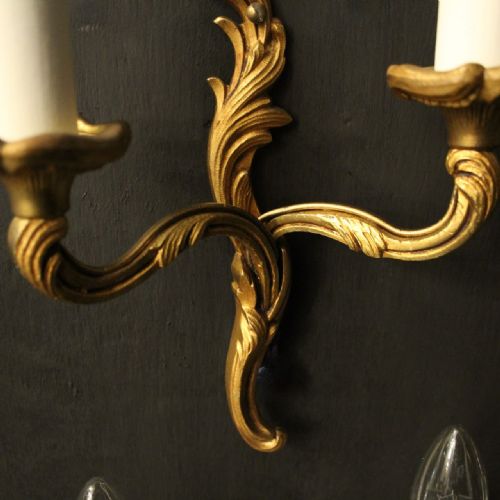 FRENCH SET OF 4 GILDED ANTIQUE WALL LIGHTS - ADDITIONAL PHOTO 5