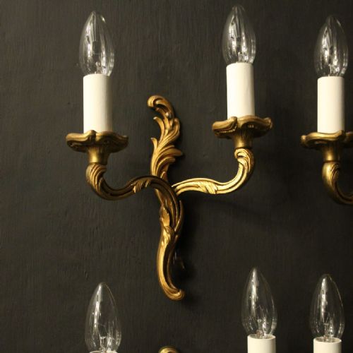 FRENCH SET OF 4 GILDED ANTIQUE WALL LIGHTS - ADDITIONAL PHOTO 8