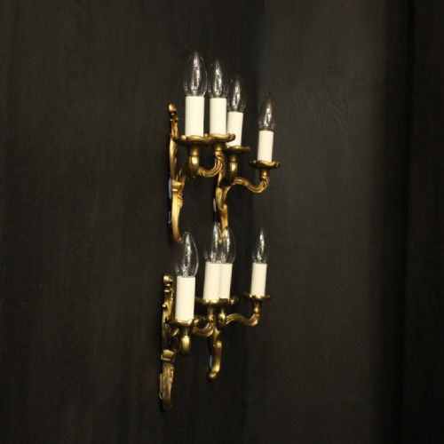 FRENCH SET OF 4 GILDED ANTIQUE WALL LIGHTS - ADDITIONAL PHOTO 9