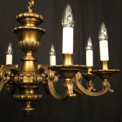 ENGLISH BRONZE 8 LIGHT ANTIQUE CHANDELIER - ADDITIONAL PHOTO 1