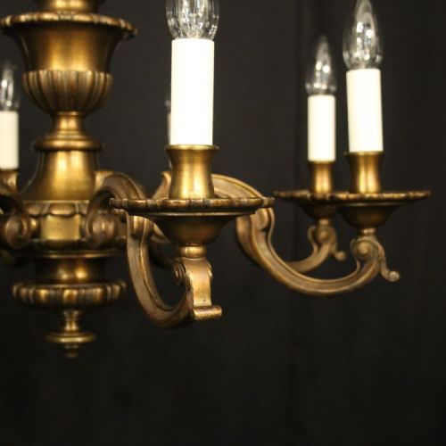 ENGLISH BRONZE 8 LIGHT ANTIQUE CHANDELIER - ADDITIONAL PHOTO 2