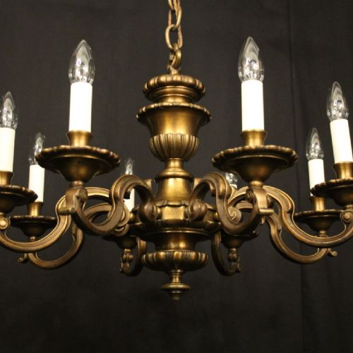 ENGLISH BRONZE 8 LIGHT ANTIQUE CHANDELIER - ADDITIONAL PHOTO 3