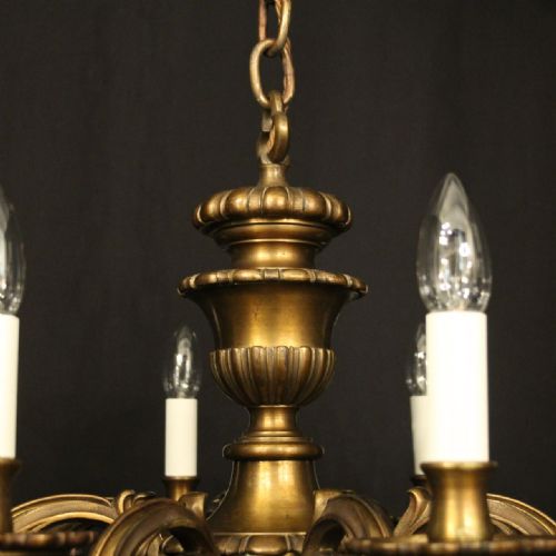 ENGLISH BRONZE 8 LIGHT ANTIQUE CHANDELIER - ADDITIONAL PHOTO 4