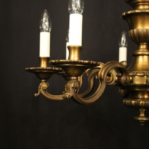 ENGLISH BRONZE 8 LIGHT ANTIQUE CHANDELIER - ADDITIONAL PHOTO 5