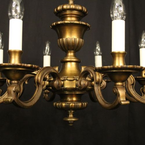 ENGLISH BRONZE 8 LIGHT ANTIQUE CHANDELIER - ADDITIONAL PHOTO 6