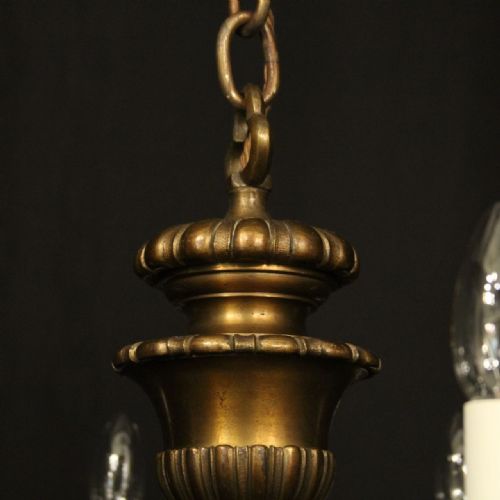 ENGLISH BRONZE 8 LIGHT ANTIQUE CHANDELIER - ADDITIONAL PHOTO 7