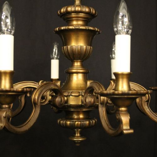 ENGLISH BRONZE 8 LIGHT ANTIQUE CHANDELIER - ADDITIONAL PHOTO 8