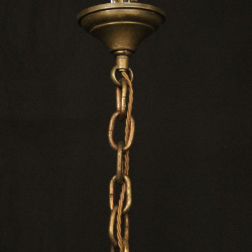 ENGLISH BRONZE 8 LIGHT ANTIQUE CHANDELIER - ADDITIONAL PHOTO 9