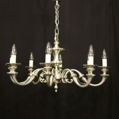FRENCH SILVER GILDED BRASS 8 LIGHT CHANDELIER - ADDITIONAL PHOTO 1