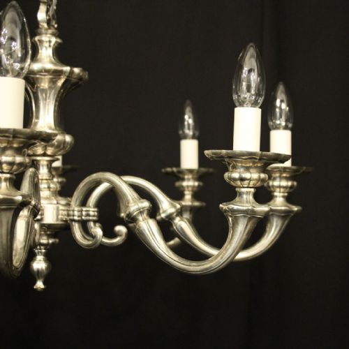 FRENCH SILVER GILDED BRASS 8 LIGHT CHANDELIER - ADDITIONAL PHOTO 2