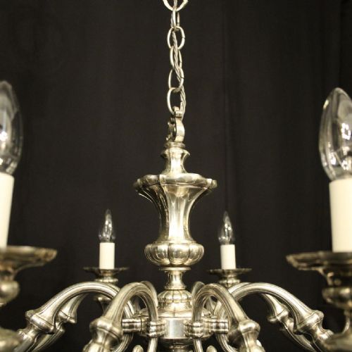 FRENCH SILVER GILDED BRASS 8 LIGHT CHANDELIER - ADDITIONAL PHOTO 3