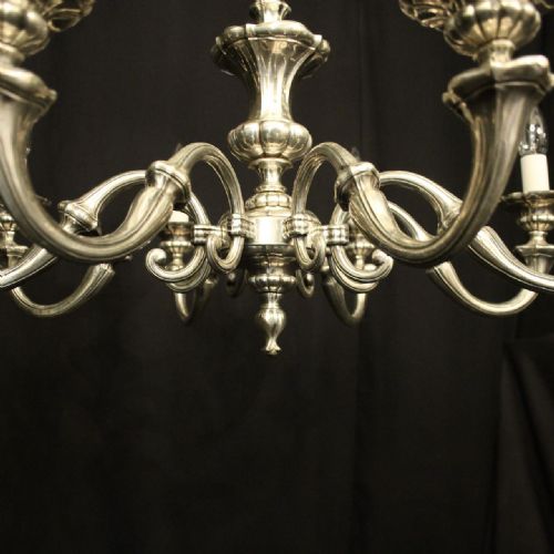 FRENCH SILVER GILDED BRASS 8 LIGHT CHANDELIER - ADDITIONAL PHOTO 5