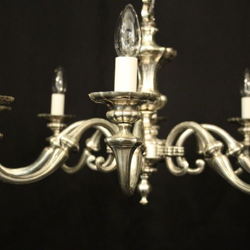 FRENCH SILVER GILDED BRASS 8 LIGHT CHANDELIER - ADDITIONAL PHOTO 6